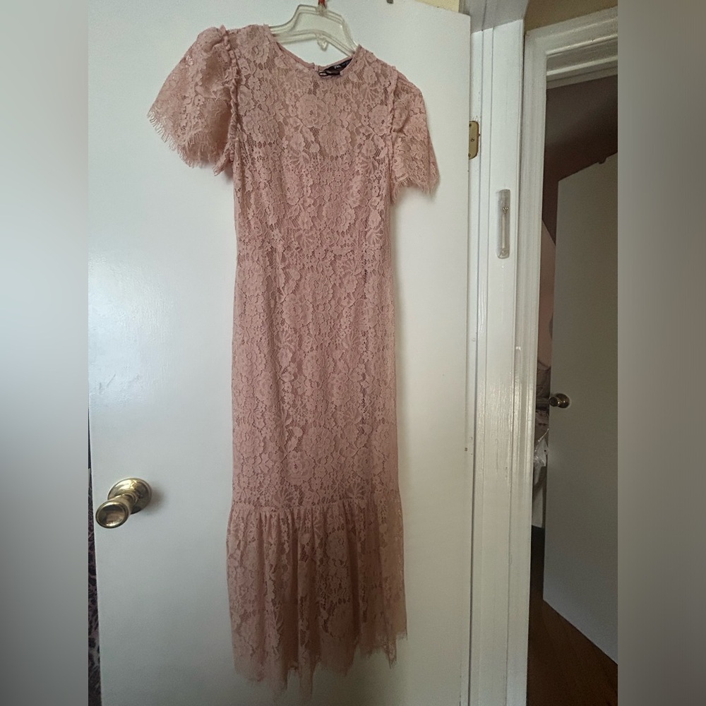 Zara Dusty Rose Lace Maxi Dress